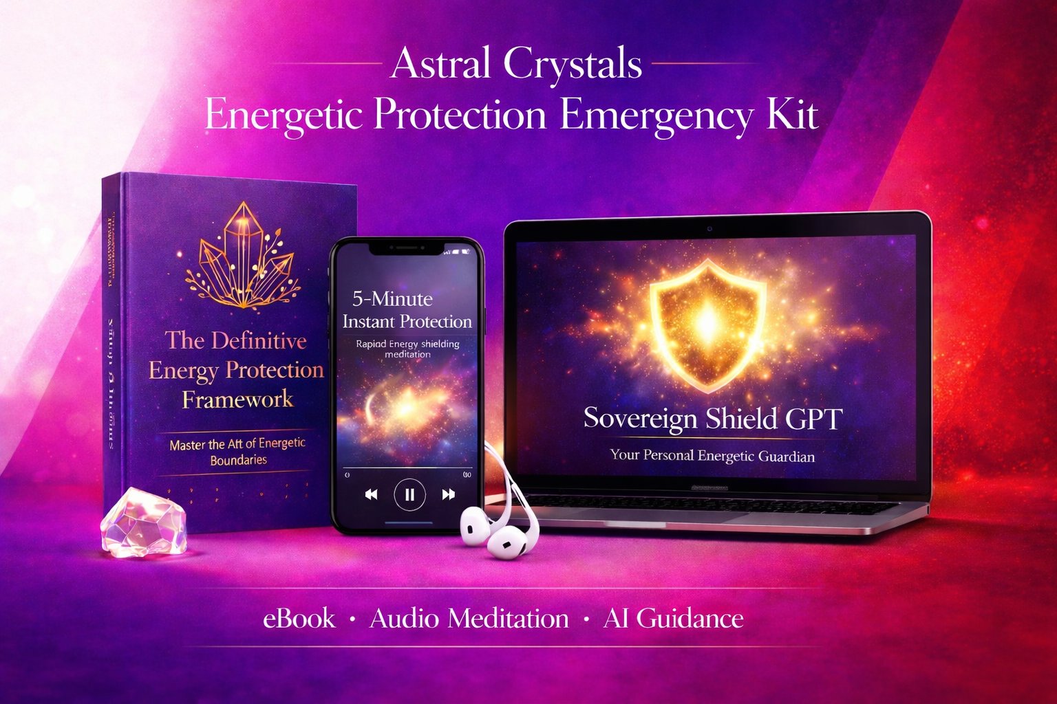 Astral Crystals Energetic Protection Emergency Kit — eBook, Audio Meditation, AI Guidance